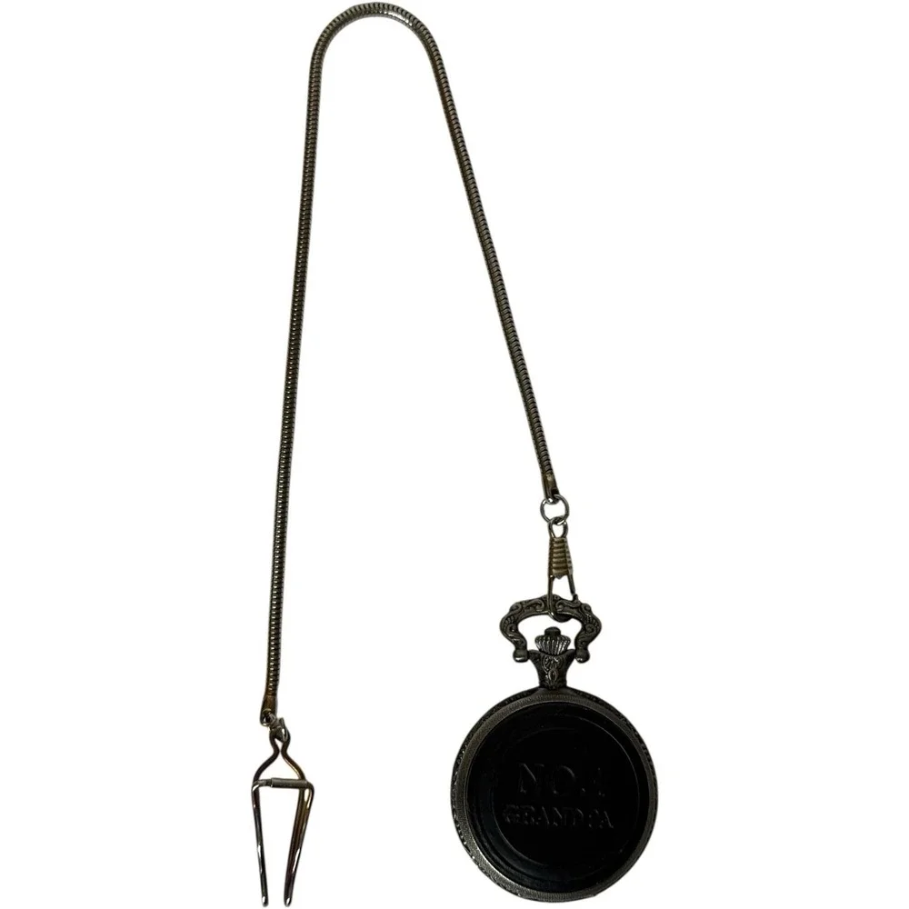 Advance Antique Silver Tone No.1 Grandpa Pocket Watch‎ With Chain